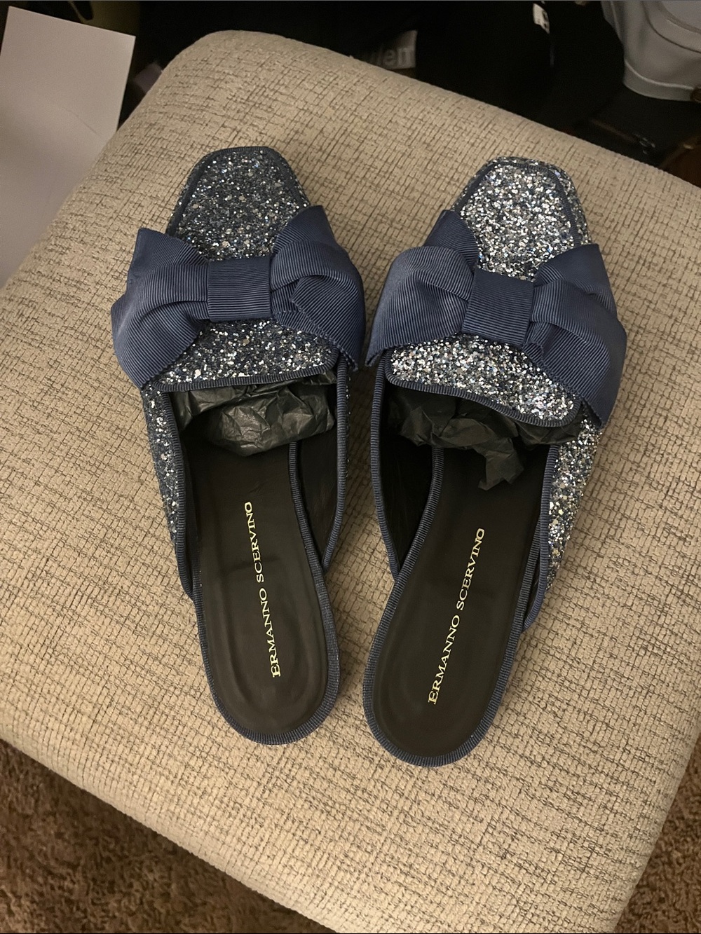 Ermanno Scervino Glitter Bow Slides
